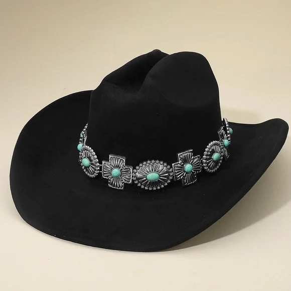 Unisex Brown Rugged Steerhead Accent Band Western Cowboy Hat - Picture 6 of 8